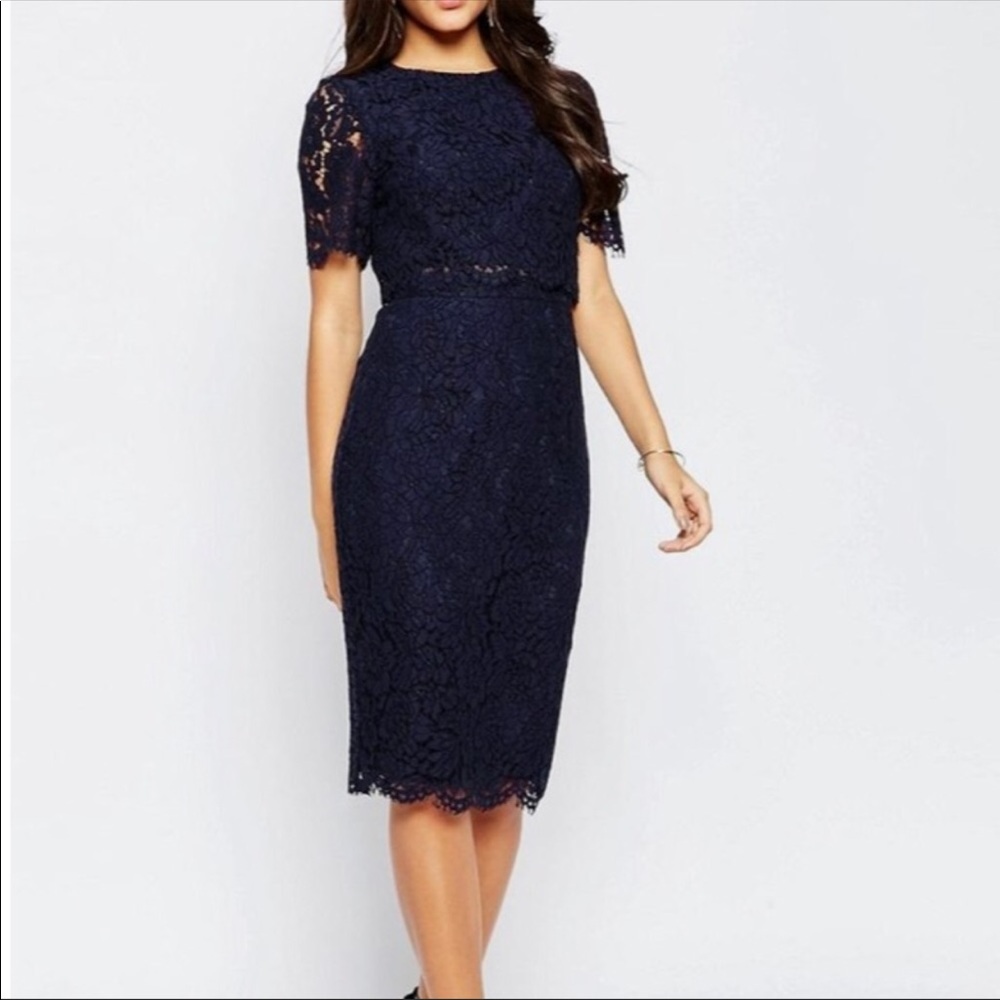 ASOS Lace Crop Top Midi Pencil Dress